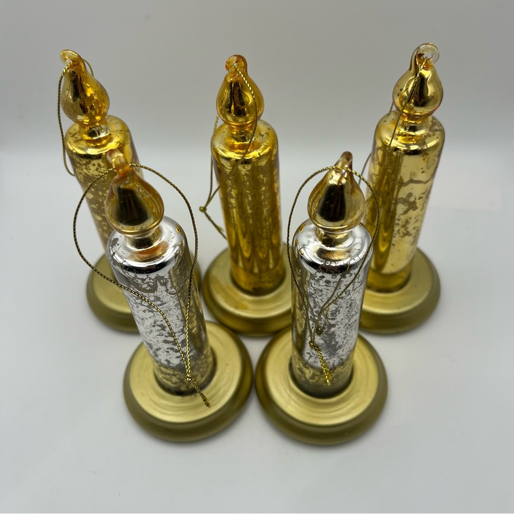 Mercury Glass LED Candles (Set 5) Gold And Silver FUN YET ELEGANT!!